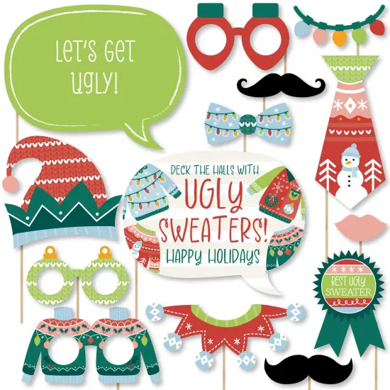 Big Dot of Happiness Colorful Christmas Sweaters - Ugly Sweater Holiday Party Photo Booth Props Kit - 20 Count {1}