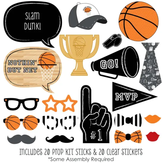 Big Dot of Happiness Nothin' but Net - Basketball Photo Booth Props Kit - 20 Count {3}