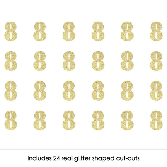 Big Dot of Happiness Gold Glitter 8 - No-Mess Real Gold Glitter Cut-Out Numbers - 8th Birthday Party Confetti - Set of 24 {3}