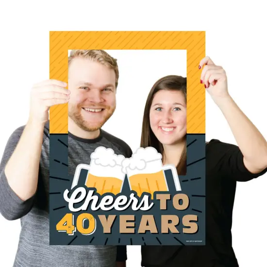 Big Dot of Happiness Cheers and Beers to 40 Years - 40th Birthday Party Selfie Photo Booth Picture Frame and Props - Printed on Sturdy Material {4}