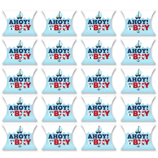 Big Dot of Happiness Ahoy It's a Boy - Favor Gift Boxes - Nautical Baby Shower Petite Pillow Boxes - Set of 20 {6}