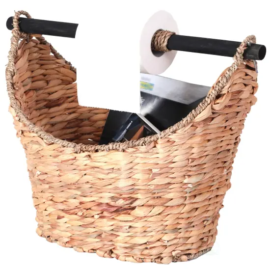Rustic Toilet Paper Holder - Magazine Basket {4}