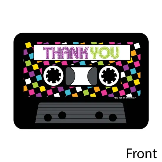 Big Dot of Happiness 80's Retro - Shaped Thank You Cards - Totally 1980s Party Thank You Note Cards with Envelopes - Set of 12 {4}