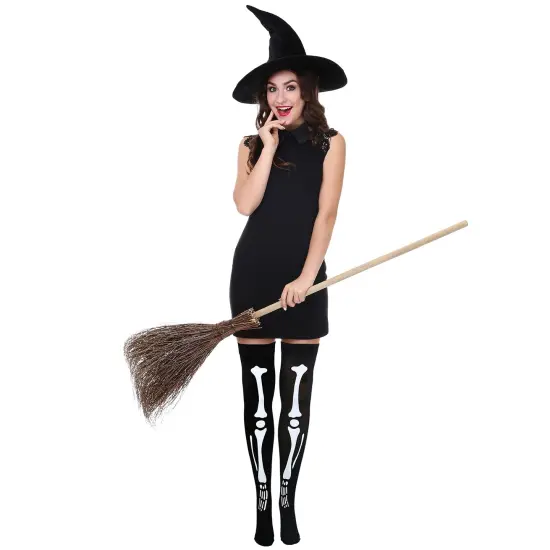 Skeleton Thigh High Socks - Goth Costume Bone Over The Knee High Sock Anatomical Skeletal Spooky Tight Stockings - 1 Pair {4}