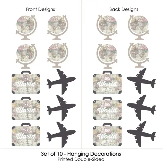 Big Dot of Happiness Hanging World Awaits - Outdoor Hanging Decor - Travel Themed Party Decorations - 10 Pieces {4}