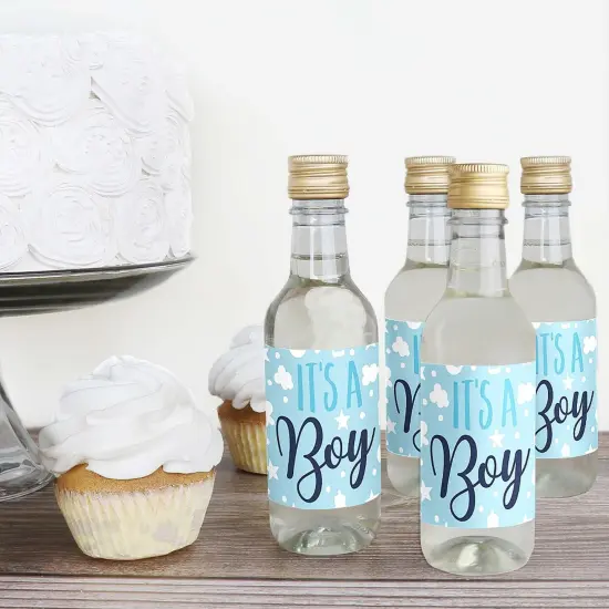 Big Dot of Happiness It's a Boy - Mini Wine and Champagne Bottle Label Stickers - Blue Baby Shower Favor Gift for Women and Men - Set of 16 {4}