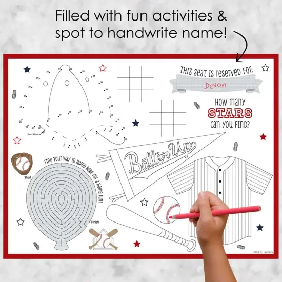 Big Dot of Happiness Batter Up - Baseball - Paper Birthday Party Coloring Sheets - Activity Placemats - Set of 16 {3}