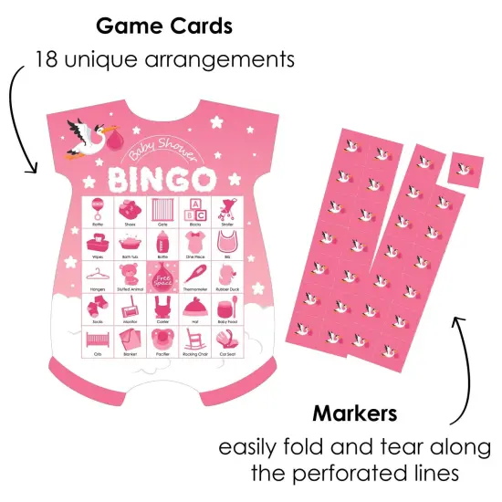 Big Dot of Happiness Girl Special Delivery - Picture Bingo Cards and Markers - It&rsquo;s A Girl Stork Baby Shower Shaped Bingo Game - Set of 18 {3}