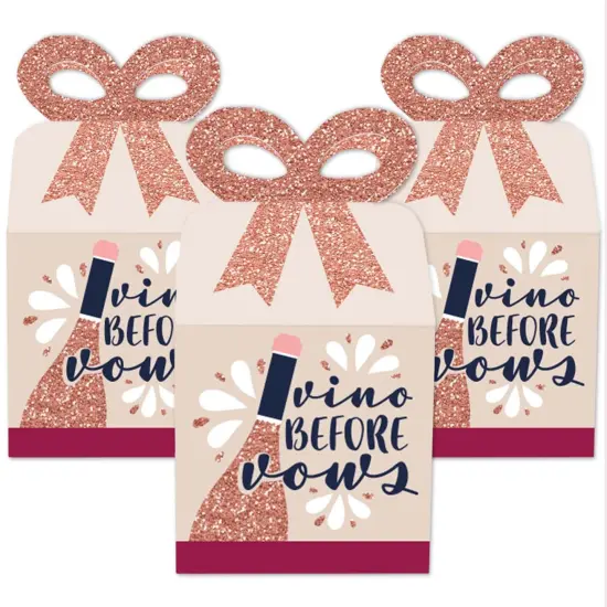 Big Dot of Happiness Vino Before Vows - Square Favor Gift Boxes - Winery Bridal Shower or Bachelorette Party Bow Boxes - Set of 12 {3}