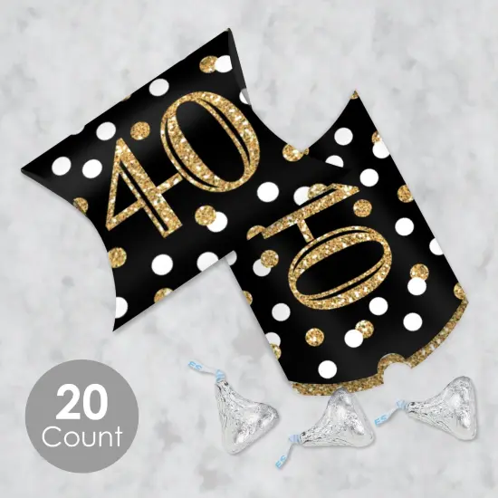 Big Dot of Happiness Adult 40th Birthday - Gold - Favor Gift Boxes - Birthday Party Petite Pillow Boxes - Set of 20 {3}