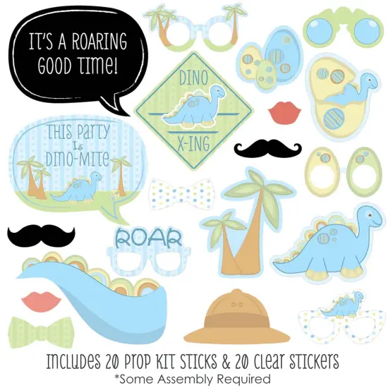 Big Dot of Happiness Baby Boy Dinosaur - Baby Shower or Birthday Party Photo Booth Props Kit - 20 Count {3}