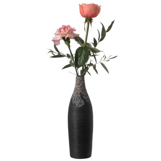 Modern Decorative Ceramic Table Vase Ripped Design Bottle Shape Flower Holder Black {9}