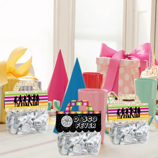 Big Dot of Happiness 70's Disco DIY 1970s Disco Fever Party Clear Goodie Favor Bag Labels Candy Bags with Toppers Set of 24 {7}