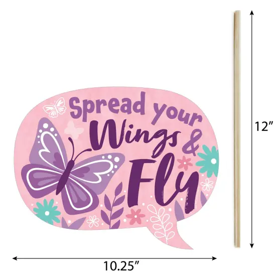 Big Dot of Happiness Funny Beautiful Butterfly - Floral Baby Shower or Birthday Party Photo Booth Props Kit - 10 Piece {6}
