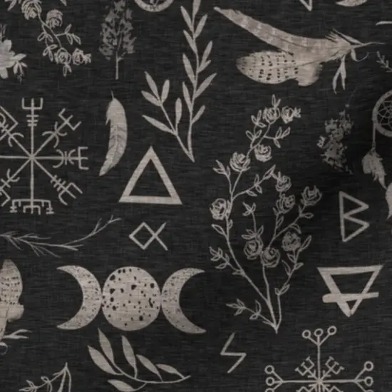 Various Fabrics by the Yard or Fat Quarter Feminine Magic Moon Pagan Black Witch Custom Printed Fabric by Spoonflower {7}