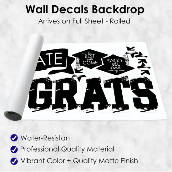 Big Dot of Happiness Black and White Graduation Party Photo Backdrop - Wall Decals {7}