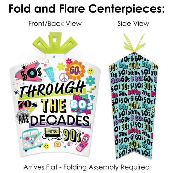 Big Dot of Happiness Through the Decades - 50s, 60s, 70s, 80s, and 90s Party Decor and Confetti - Terrific Table Centerpiece Kit - Set of 30 {6}