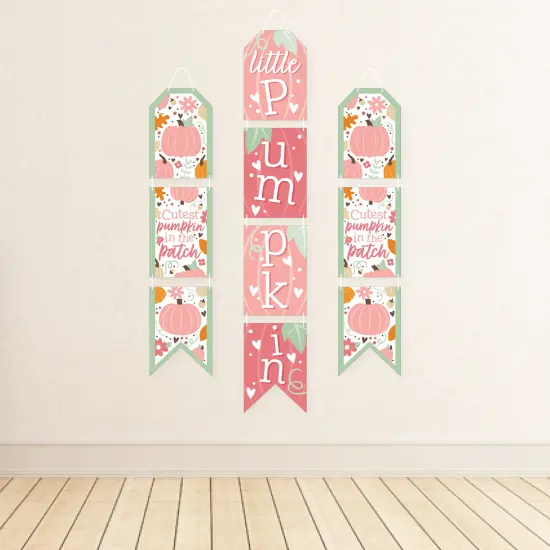 Big Dot of Happiness Girl Little Pumpkin - Vertical Paper Door Banners - Fall Birthday Party or Baby Shower Wall Decoration Kit - Indoor Door Decor {4}