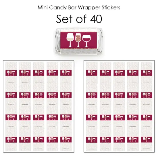 Big Dot of Happiness But First, Wine - Mini Candy Bar Wrapper Stickers - Wine Tasting Party Small Favors - 40 Count {4}