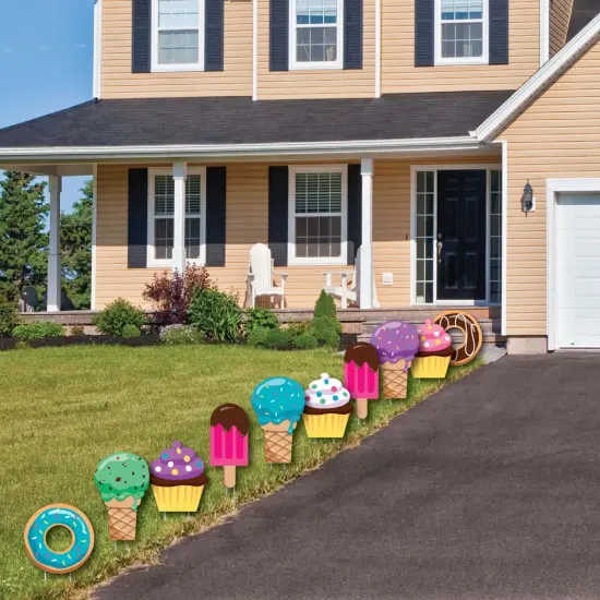 Big Dot of Happiness Sweet Shoppe - Donut, Ice Cream & Cupcake Lawn Decor - Outdoor Candy & Bakery Birthday Party or Baby Shower Yard Decor - 10 Piece {4}