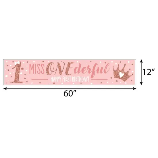 Big Dot of Happiness 1st Birthday Little Miss Onederful - Happy First Birthday Girl Decorations Party Banner {3}