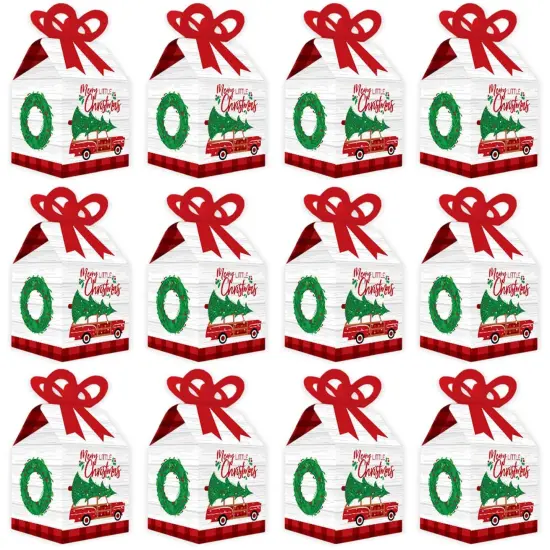 Big Dot of Happiness Merry Little Christmas Tree - Square Favor Gift Boxes - Red Car Christmas Party Bow Boxes - Set of 12 {6}