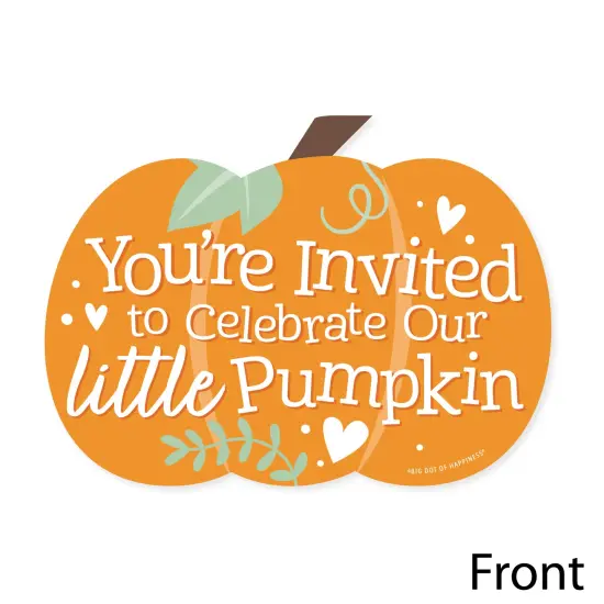Big Dot of Happiness Little Pumpkin - Shaped Fill-In Invitations - Fall Birthday Party or Baby Shower Invitation Cards with Envelopes - Set of 12 {4}