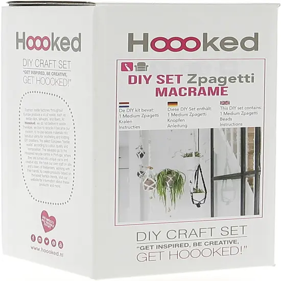 Multipack of 2 - Hoooked Macrame Hanging Basket Kit W/Zpagetti Yarn-Black {5}