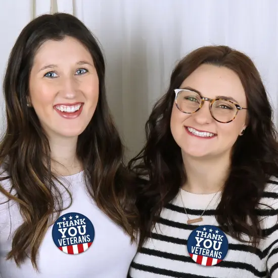 Big Dot of Happiness Thank You Veterans - 3 inch Support Our Troops Badge - Pinback Buttons - Set of 8 {6}