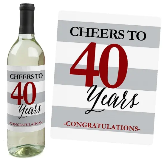 Big Dot of Happiness We Still Do - 40th Wedding Anniversary Decorations for Women and Men - Wine Bottle Label Stickers - Set of 4 {6}