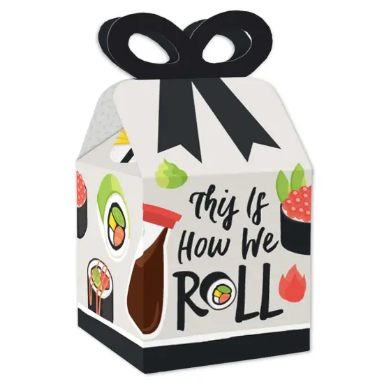 Big Dot of Happiness Let's Roll - Sushi - Square Favor Gift Boxes - Japanese Party Bow Boxes - Set of 12 {1}
