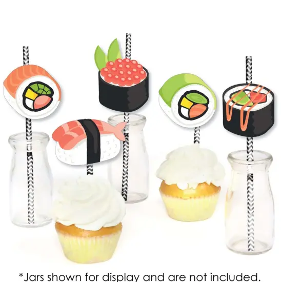 Big Dot of Happiness Let's Roll - Sushi - Paper Straw Decor - Japanese Party Striped Decorative Straws - Set of 24 {6}