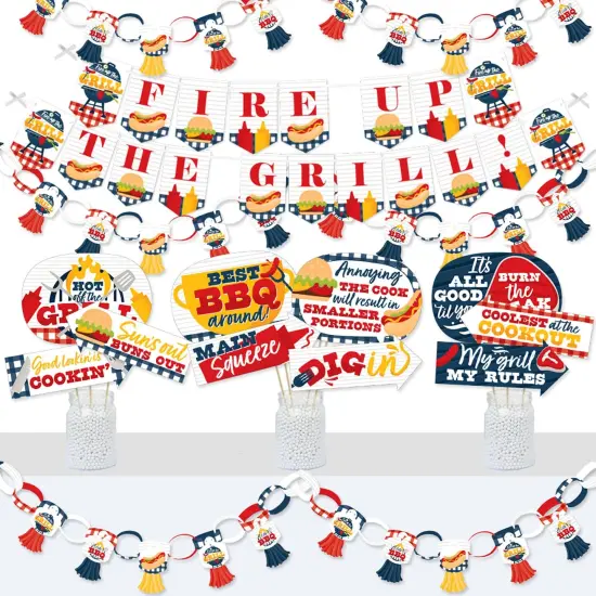 Big Dot of Happiness Fire Up the Grill - Banner and Photo Booth Decorations - Summer BBQ Picnic Party Supplies Kit - Doterrific Bundle {1}