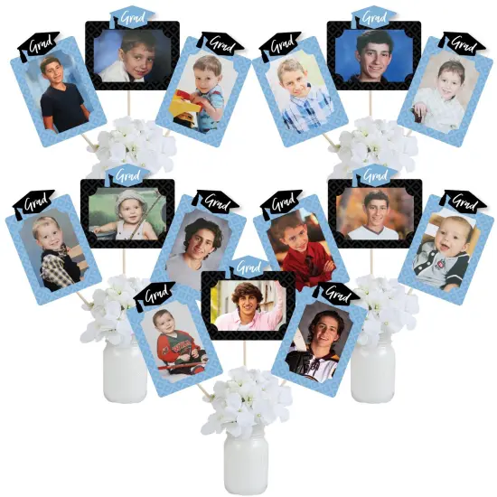 Big Dot of Happiness Light Blue Grad - Best is Yet to Come - Graduation Party Picture Centerpiece Sticks - Photo Table Toppers - 15 Pieces {1}
