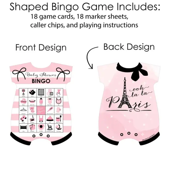 Big Dot of Happiness Paris, Ooh La La - Picture Bingo Cards and Markers - Paris Themed Baby Shower Shaped Bingo Game - Set of 18 {4}