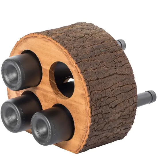Round Wood Log Style with Bark 4 Bottle Countertop Wine Rack Holder {6}