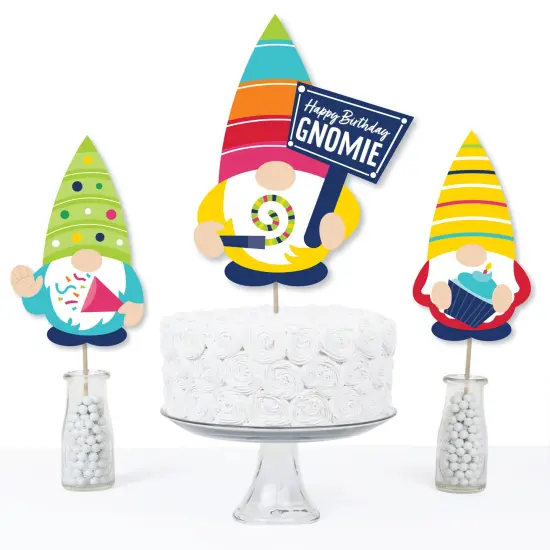 Big Dot of Happiness Gnome Birthday - Happy Birthday Party Centerpiece Sticks - Table Toppers - Set of 15 {4}
