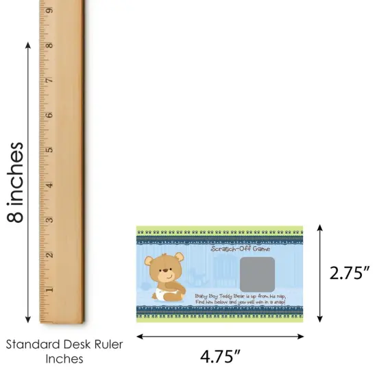 Big Dot of Happiness Baby Boy Teddy Bear - Baby Shower or Birthday Party Game Scratch Off Cards - 22 Count {7}