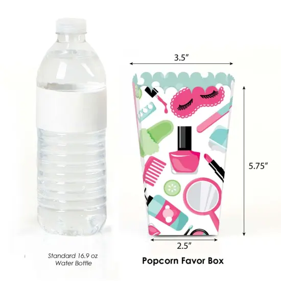 Big Dot of Happiness Spa Day - Girls Makeup Party Favor Popcorn Treat Boxes - Set of 12 {3}