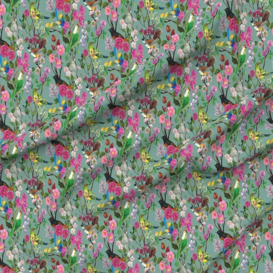 Various Fabrics by the Yard or Fat Quarter Chinoiserie Garden Australian Birds Painted Flowers Ornate Florals And Blooms Custom Printed Fabric by Spoonflower {6}