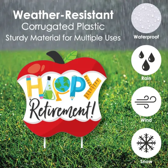 Big Dot of Happiness Teacher Retirement - Pencil Apple Lawn Decorations - Outdoor Happy Retirement Party Yard Decorations - 10 Piece {6}