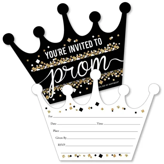 Big Dot of Happiness Prom - Shaped Fill-in Invitations - Prom Night Party Invitation Cards with Envelopes - Set of 12 {1}