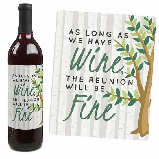 Big Dot of Happiness Family Tree Reunion - Family Gathering Party Decorations for Women and Men - Wine Bottle Label Stickers - Set of 4 {5}