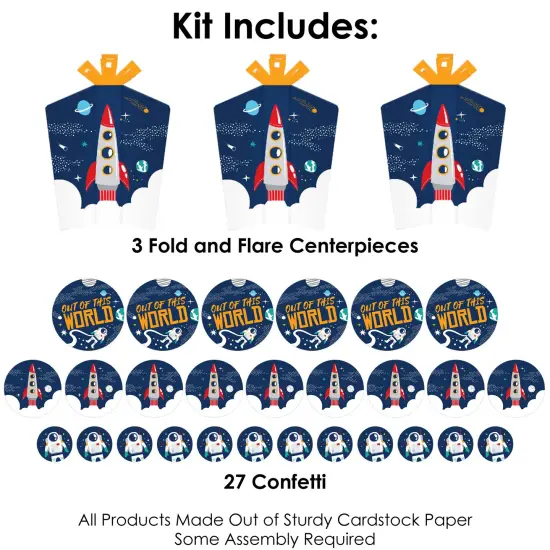 Big Dot of Happiness Blast Off to Outer Space - Rocket Ship Baby Shower or Birthday Party Decor and Confetti - Terrific Table Centerpiece Kit 30 Ct {4}