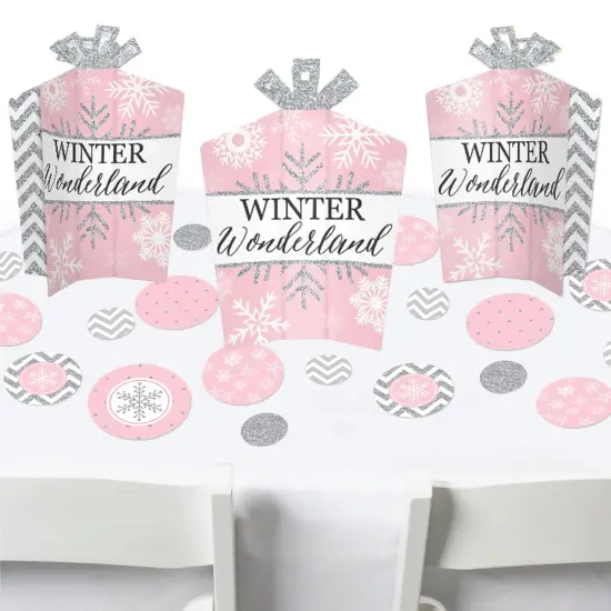 Big Dot of Happiness Pink Winter Wonderland - Holiday Snowflake Birthday Party and Baby Shower Decor and Confetti Terrific Table Centerpiece Kit 30 Ct {1}