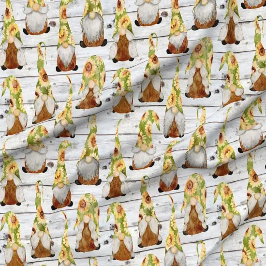 Various Fabrics by the Yard or Fat Quarter Sunflower Gnomes Yellow Home Decor Gnome Watercolor Daisies Sunflowers Custom Printed Fabric by Spoonflower {6}