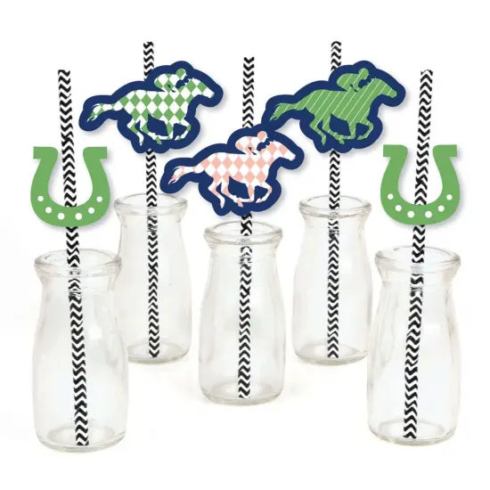 Big Dot of Happiness Kentucky Horse Derby - Paper Straw Decor - Horse Race Party Striped Decorative Straws - Set of 24 {1}