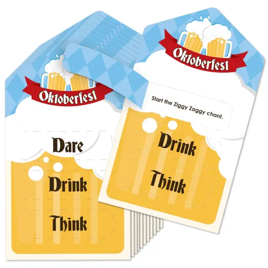 Big Dot of Happiness Oktoberfest - Beer Festival Game Pickle Cards - Dare, Drink, Think Pull Tabs - Set of 12 {1}