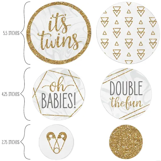 Big Dot of Happiness It's Twins - Gold Twins Baby Shower Giant Circle Confetti - Party Decorations - Large Confetti 27 Count {3}