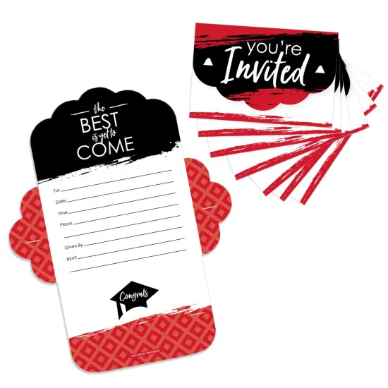 Big Dot of Happiness Red Grad - Best is Yet to Come - Fill-In Cards - Red Graduation Party Fold and Send Invitations - Set of 8 {1}